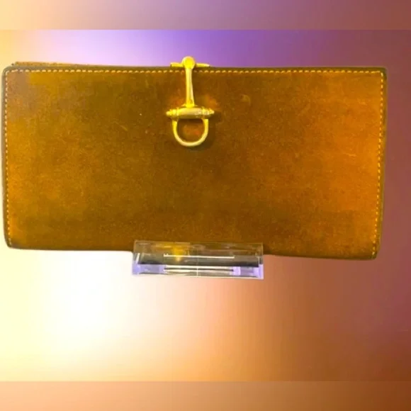 Gucci RARE Brown Suede Wallet Vintage 1970s Horsebit - Picture 3 of 8